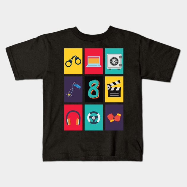 Sense8 Flat Icons Kids T-Shirt by byebyesally